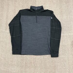 Kuhl Sweater Mens XL Gray 1/4 Zip Ryzer Pullover Thumb‎ Holes Running Hike